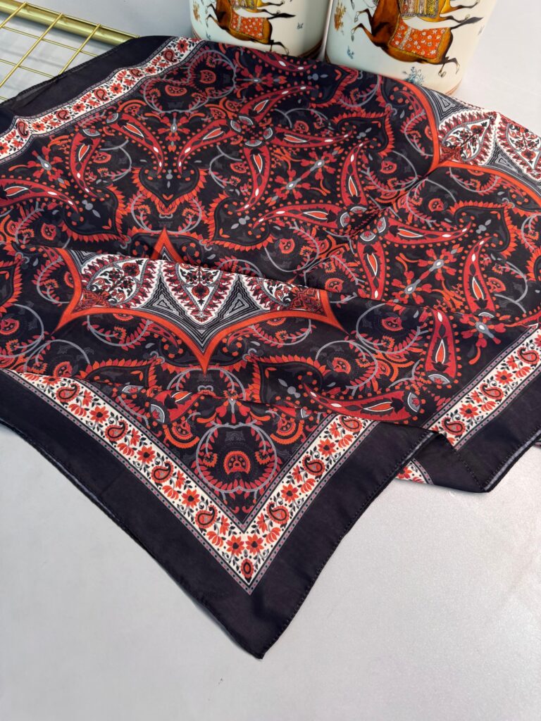 Etro Buta Desenli Pamuk Soft Şal - 377350 - Siyah Kızıl