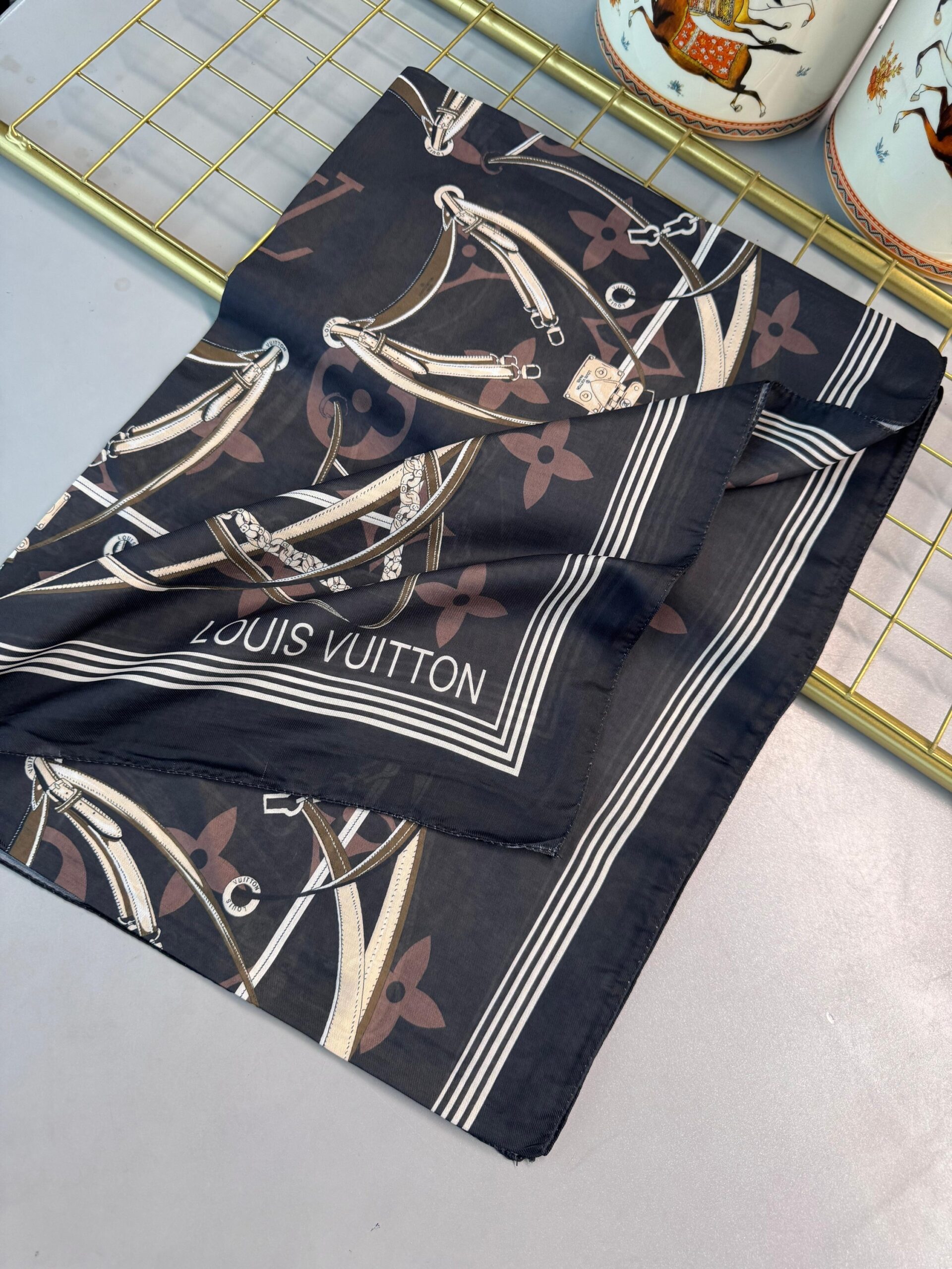 Lv Kemer Desen Pamuk Soft Şal 31230 - Acı Kahve - Görsel 2