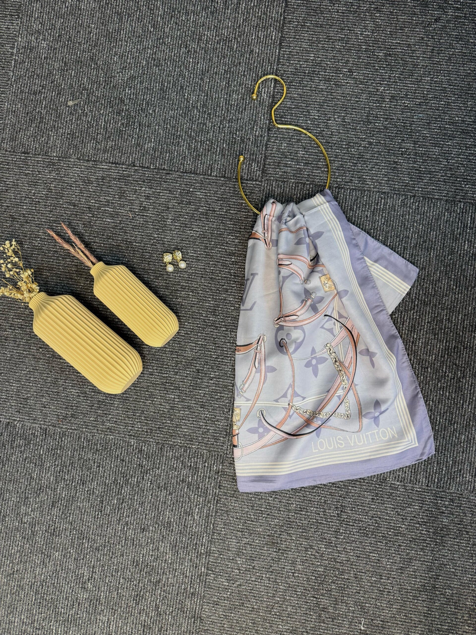 Lv Kemer Desen Pamuk Soft Şal 31230 - Açık Gri