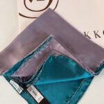 Vakko Çift Taraflı 12 mm %100 İpek Eşarp 10044 - Lila / Turkuaz