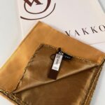 Vakko Çift Taraflı 12 mm %100 İpek Eşarp 10044 - Kahve / Karamel