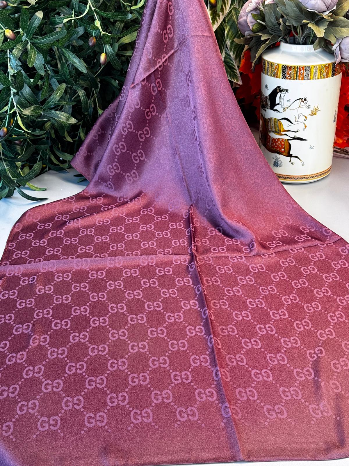 G Desen Pamuk İpeksi Jakar Şal 908204 -  Morcivert