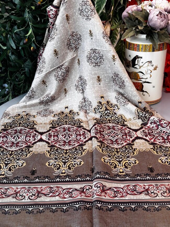 Hint Etro Desenli Pamuk Soft Şal - 658960 - Kızıl Camel