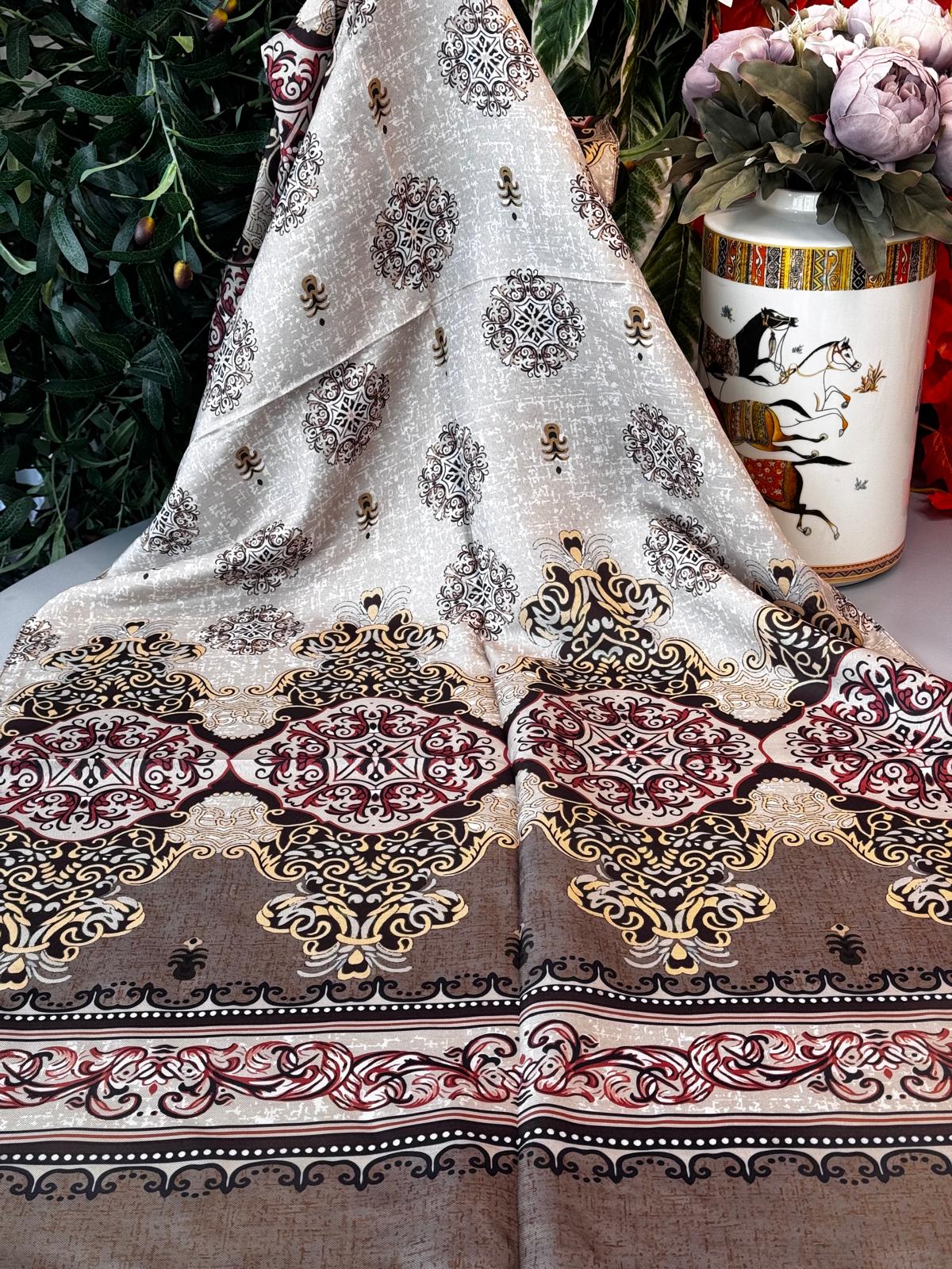 Hint Etro Desenli Pamuk Soft Şal - 658960 - Kızıl Camel