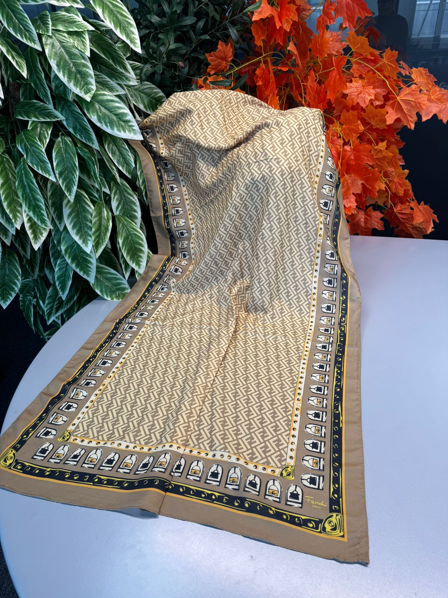 Fendi Monogram Pamuk Soft Şal 64302 - Yağ Yeşili