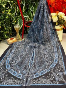 Etro Pamuk İpek Şal 52340 - Bebe Mavisi-Lacivert