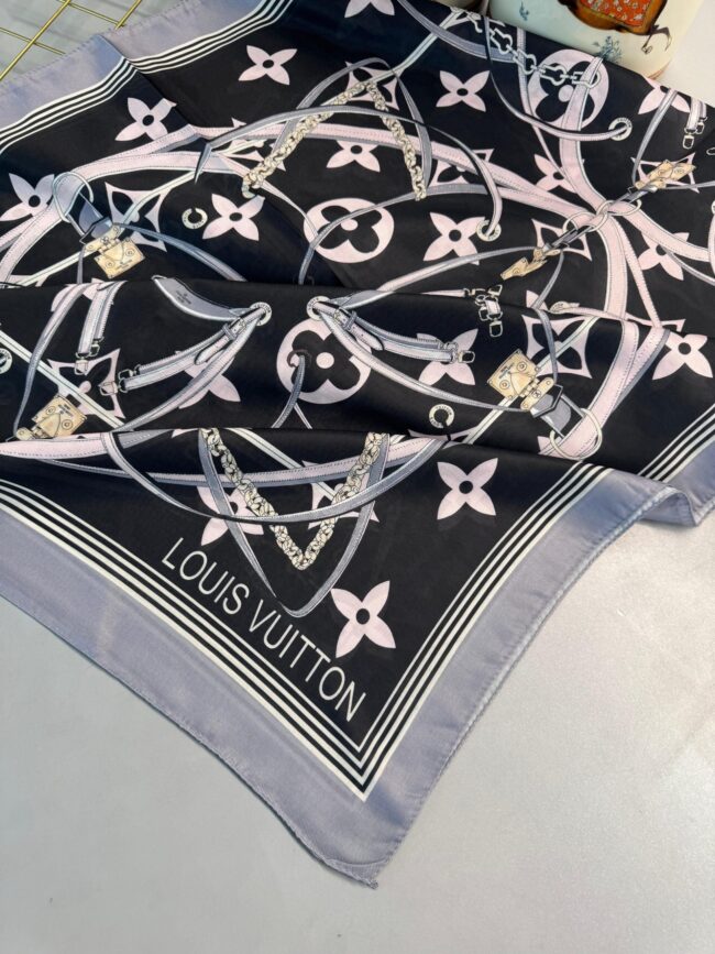 Lv Kemer Desen Pamuk Soft Şal 31230 - Siyah-Füme