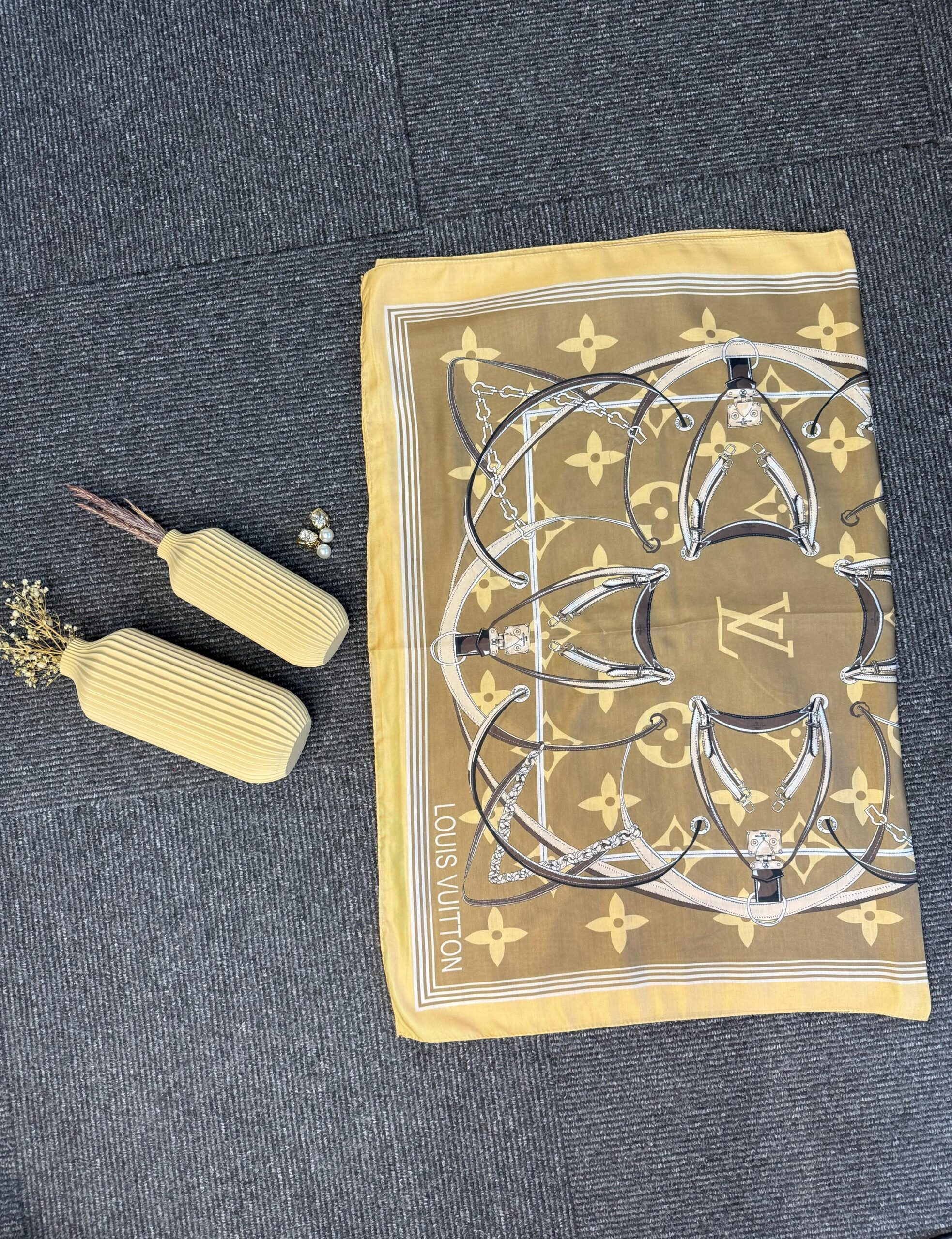 Lv Kemer Desen Pamuk Soft Şal 31230 - Vizon - Görsel 2