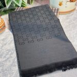 İthal G Pamuk Yün İpek Şal - Siyah Antrasit