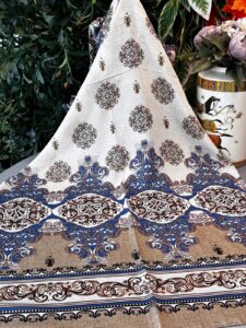 Hint Etro Desenli Pamuk Soft Şal - 658960 - Mavi Camel