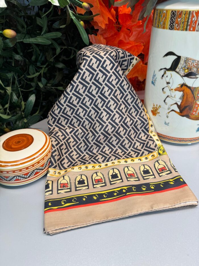 Fendi Monogram Pamuk Soft Şal 64302 - vizon