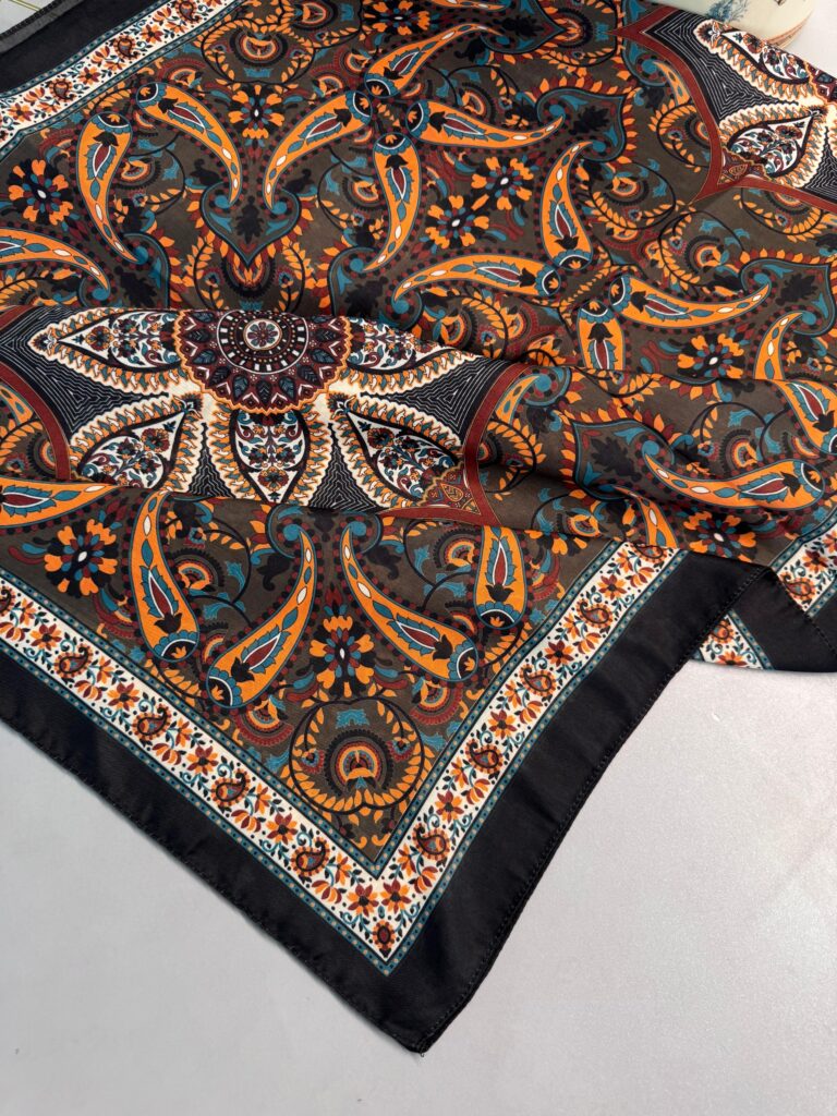 Etro Buta Desenli Pamuk Soft Şal - 377350 - Turuncu Siyah