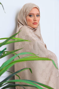 G Desen Pamuk İpeksi Jakar Şal 908204 - Bej