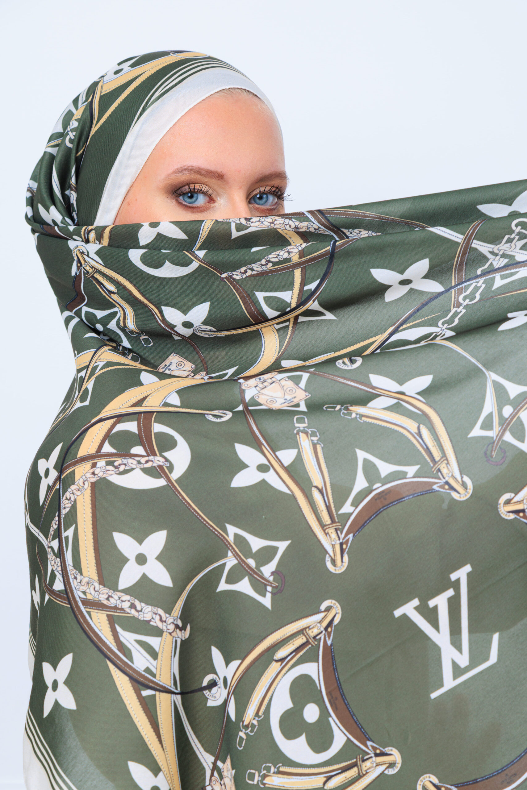 Lv Kemer Desen Pamuk Soft Şal 31230 - Haki - Görsel 2