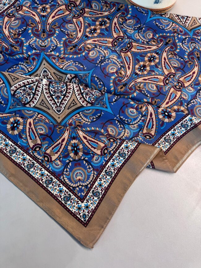 Etro Buta Desenli Pamuk Soft Şal - 377350 -Bebe Mavi Vizon