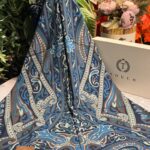 Touch İthal Etnik Desen Pamuk İpek Şal 63458 - Bebe Mavisi