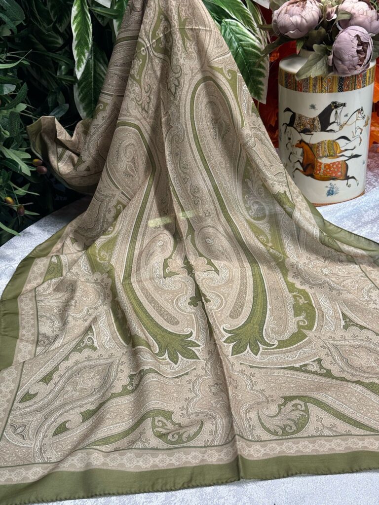 Etro Pamuk İpek Şal -987654 Zeytin Yeşili