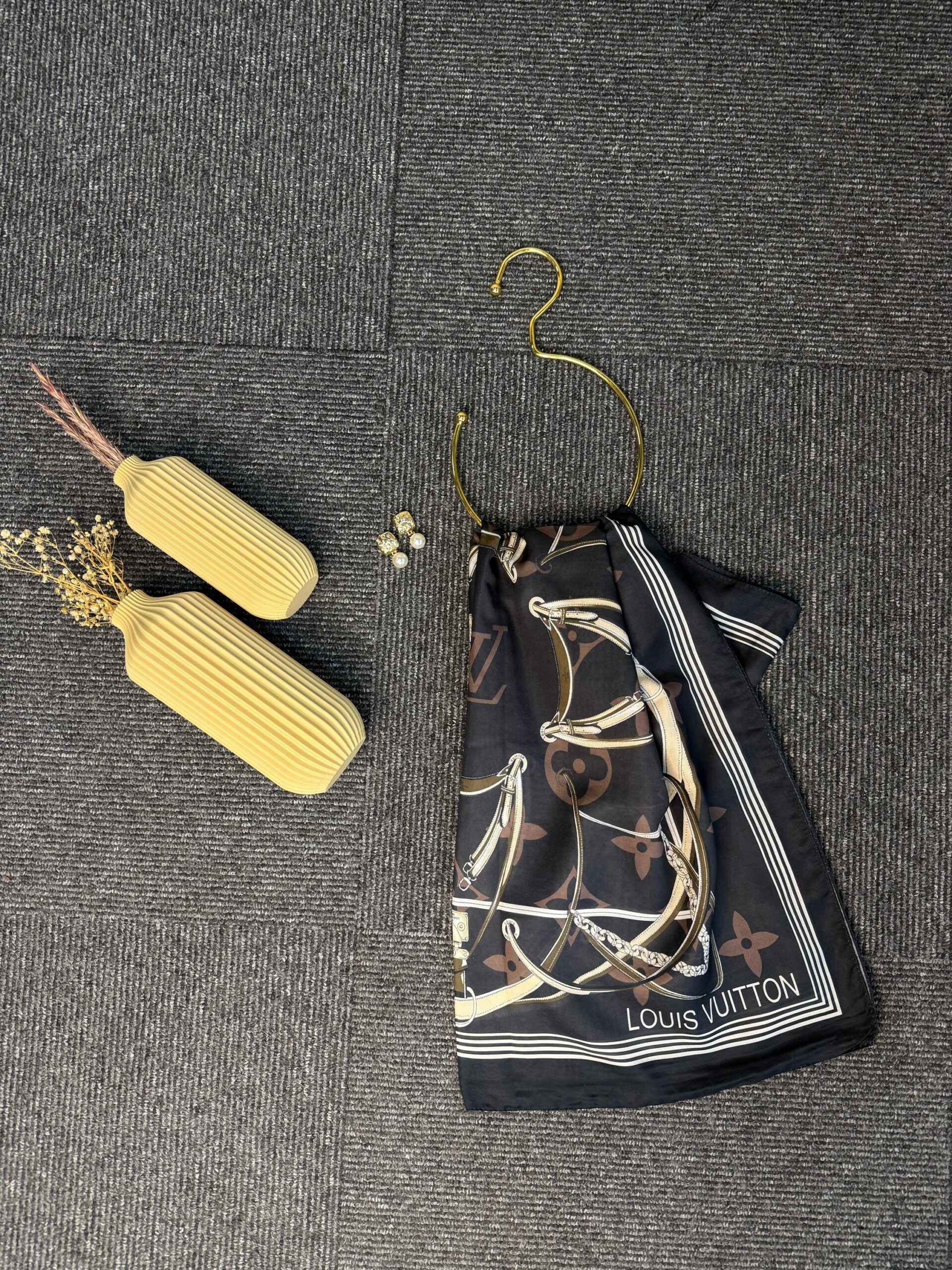 Lv Kemer Desen Pamuk Soft Şal 31230 - Acı Kahve - Görsel 3