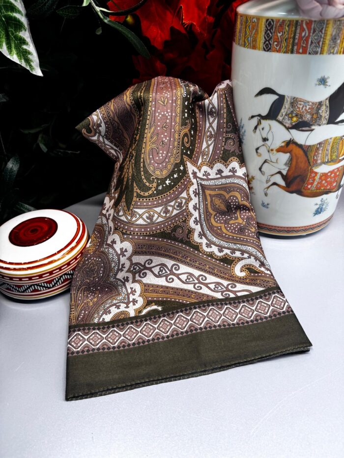 Yeni Etnik Pamuk Soft Şal 65301 - 65301  Asker Yeşili