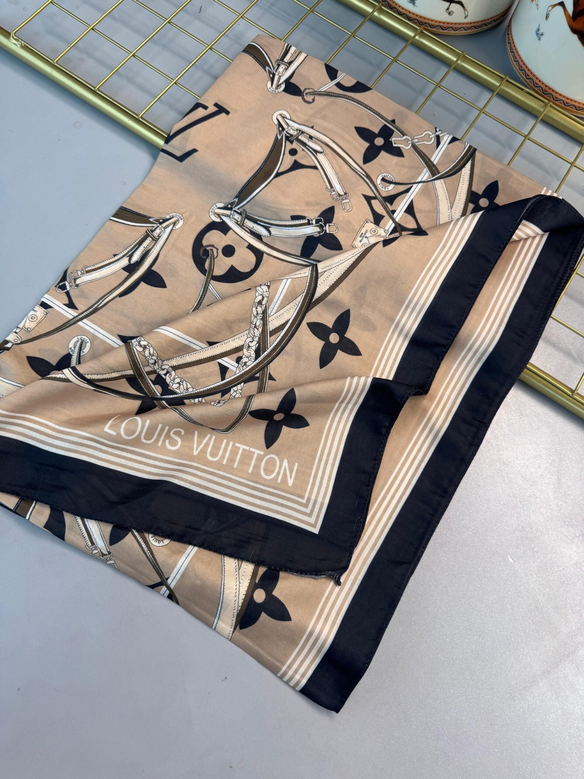 Lv Kemer Desen Pamuk Soft Şal 31230 - Camel - Görsel 2