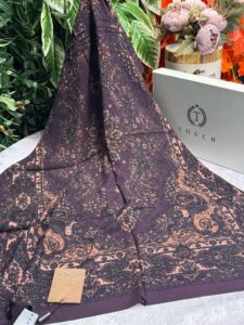 Touch İthal Etnik Desen Pamuk İpek Şal 63456 - Kiraz