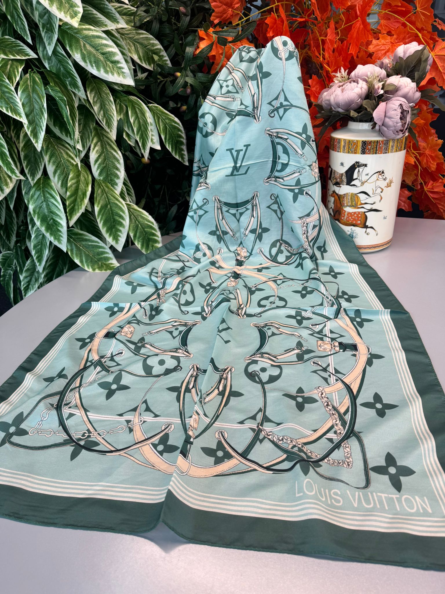 Lv Kemer Desen Pamuk Soft Şal 31230 - Turkuaz - Görsel 6