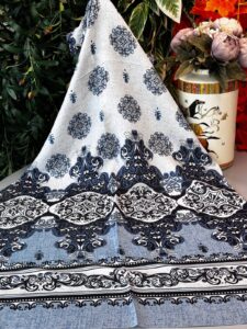 Hint Etro Desenli Pamuk Soft Şal - 658960 - Bebe Mavi  Beyaz