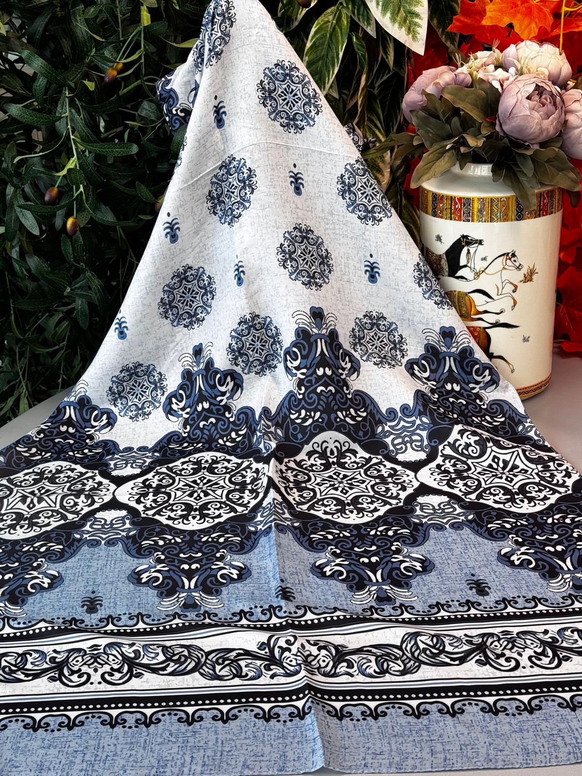 Hint Etro Desenli Pamuk Soft Şal - 658960 - Bebe Mavi  Beyaz