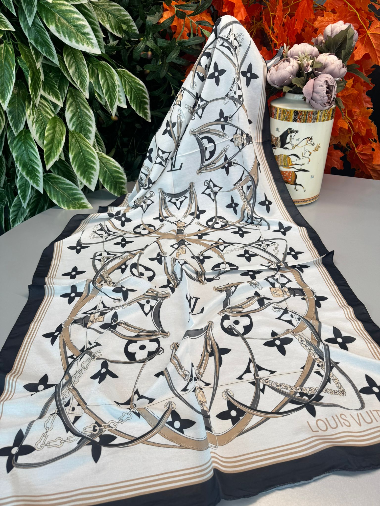 Lv Kemer Desen Pamuk Soft Şal 31230 - Beyaz - Görsel 6