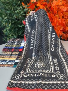 Chanel Çizgili Pamuk Soft Şal 51201 - Kırmızı