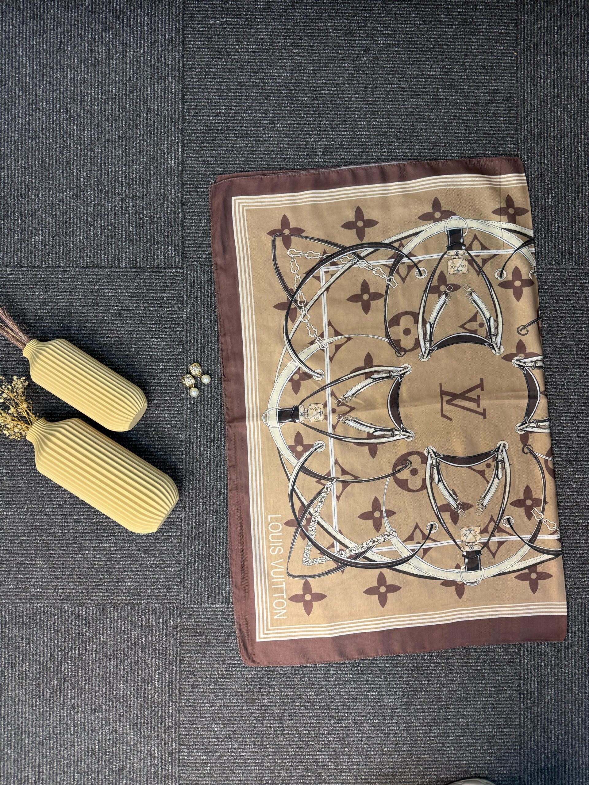 Lv Kemer Desen Pamuk Soft Şal 31230 - Çikolata - Görsel 2