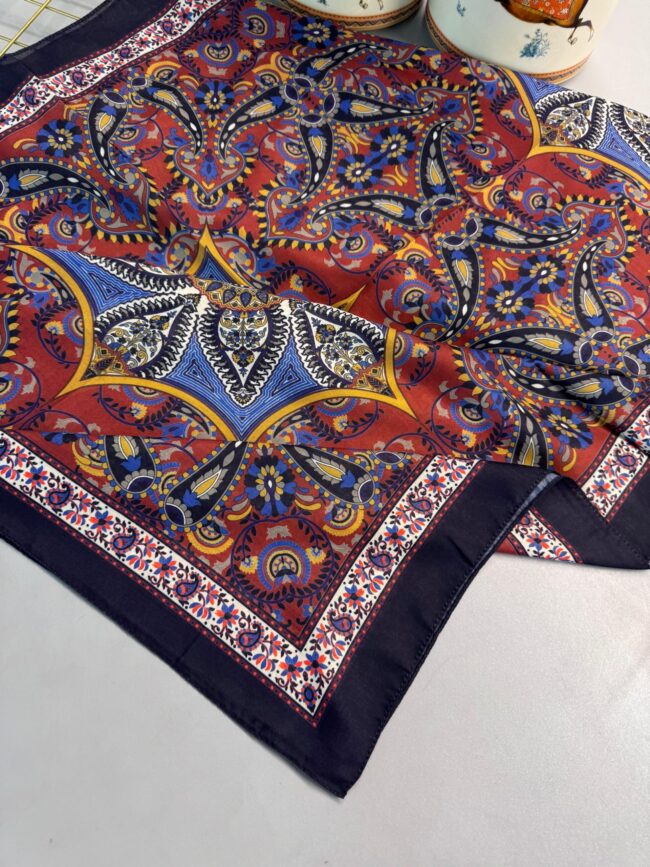 Etro Buta Desenli Pamuk Soft Şal - 377350 - Lacivert Bordo