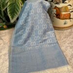 İthal G Pamuk Yün İpek Şal 49102 - Bebe Mavi