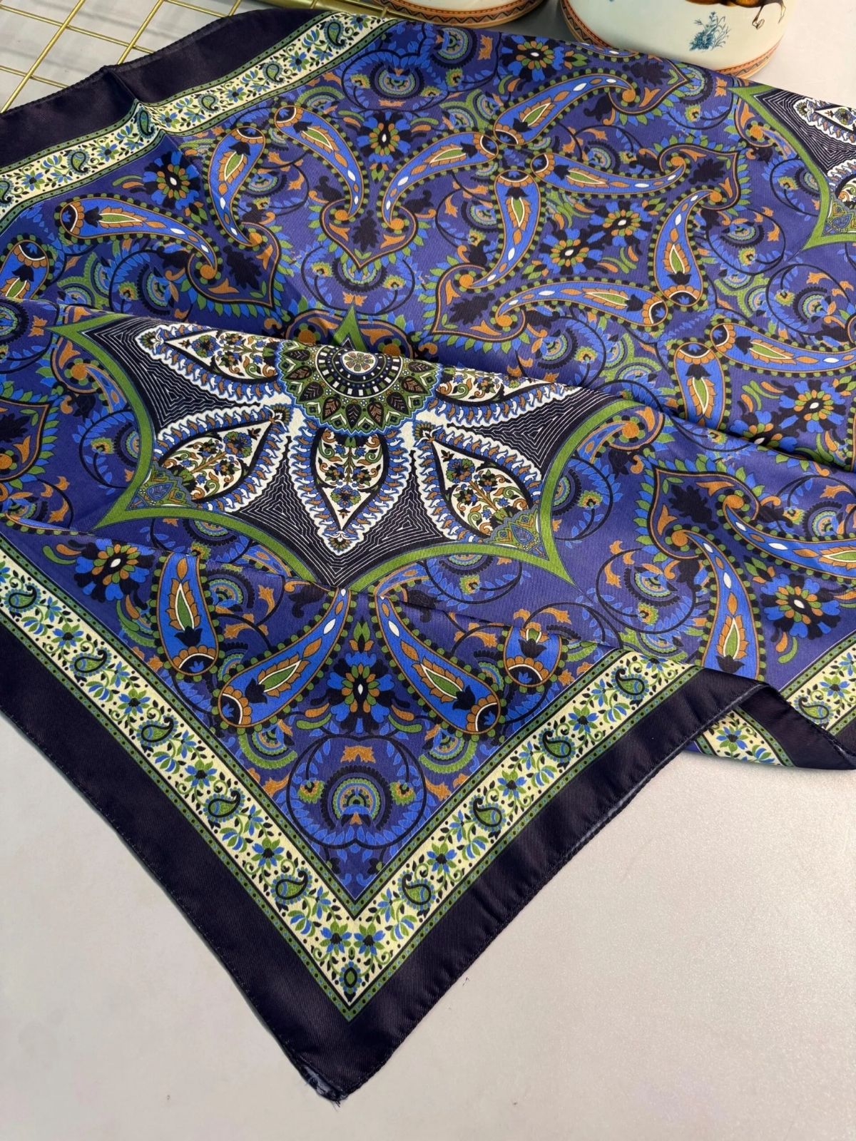 Etro Buta Desenli Pamuk Soft Şal - 377350 - Saks - Görsel 7