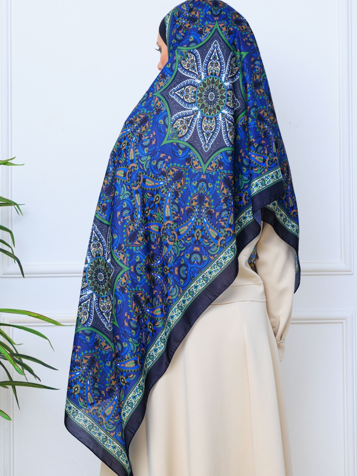 Etro Buta Desenli Pamuk Soft Şal - 377350 - Saks - Görsel 5