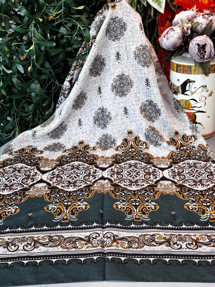 Hint Etro Desenli Pamuk Soft Şal - 658960 - Zümrüt