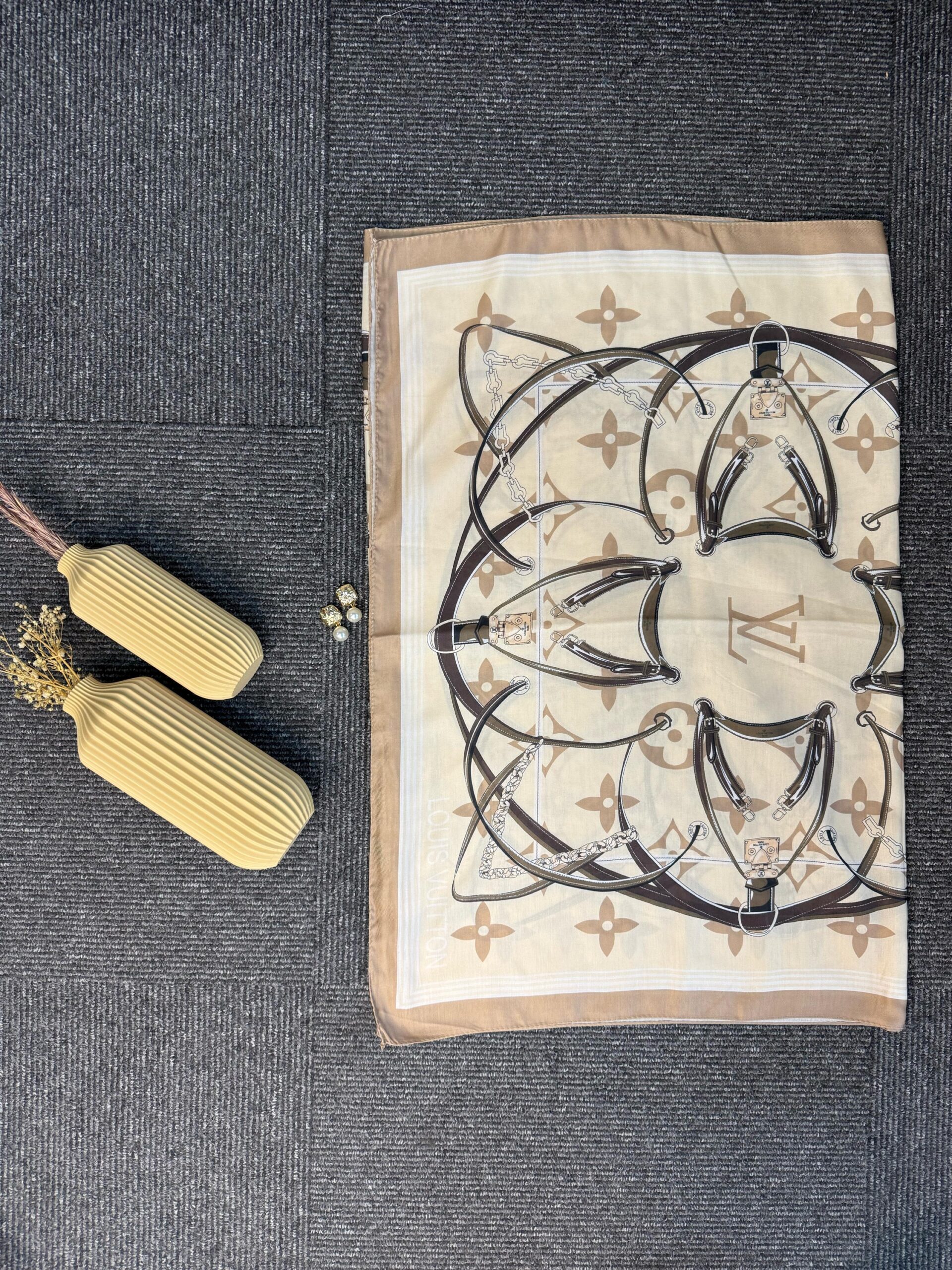 Lv Kemer Desen Pamuk Soft Şal 31230 - Ekru-Bej - Görsel 6