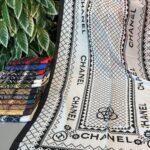 Chanel Çizgili Pamuk Soft Şal 51201 - Beyaz