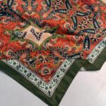 Etro Buta Desenli Pamuk Soft Şal - 377350 - Turuncu Yeşil