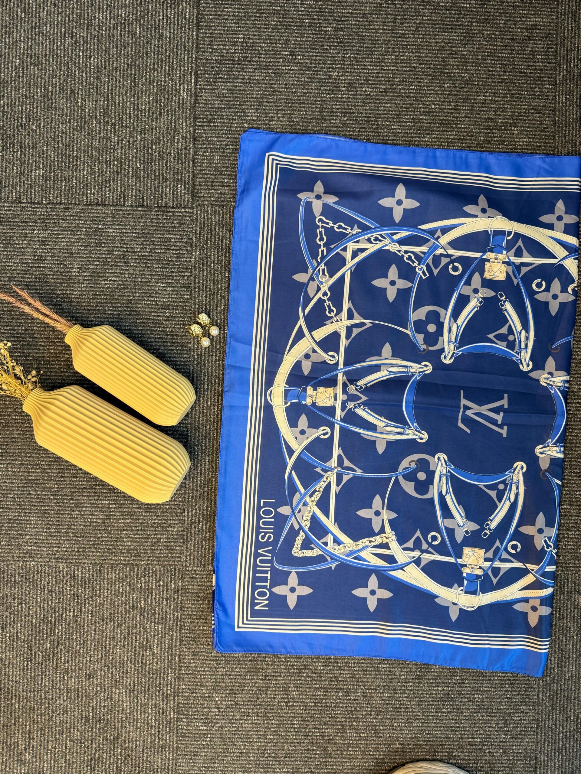 Lv Kemer Desen Pamuk Soft Şal 31230 - Mavi - Görsel 2