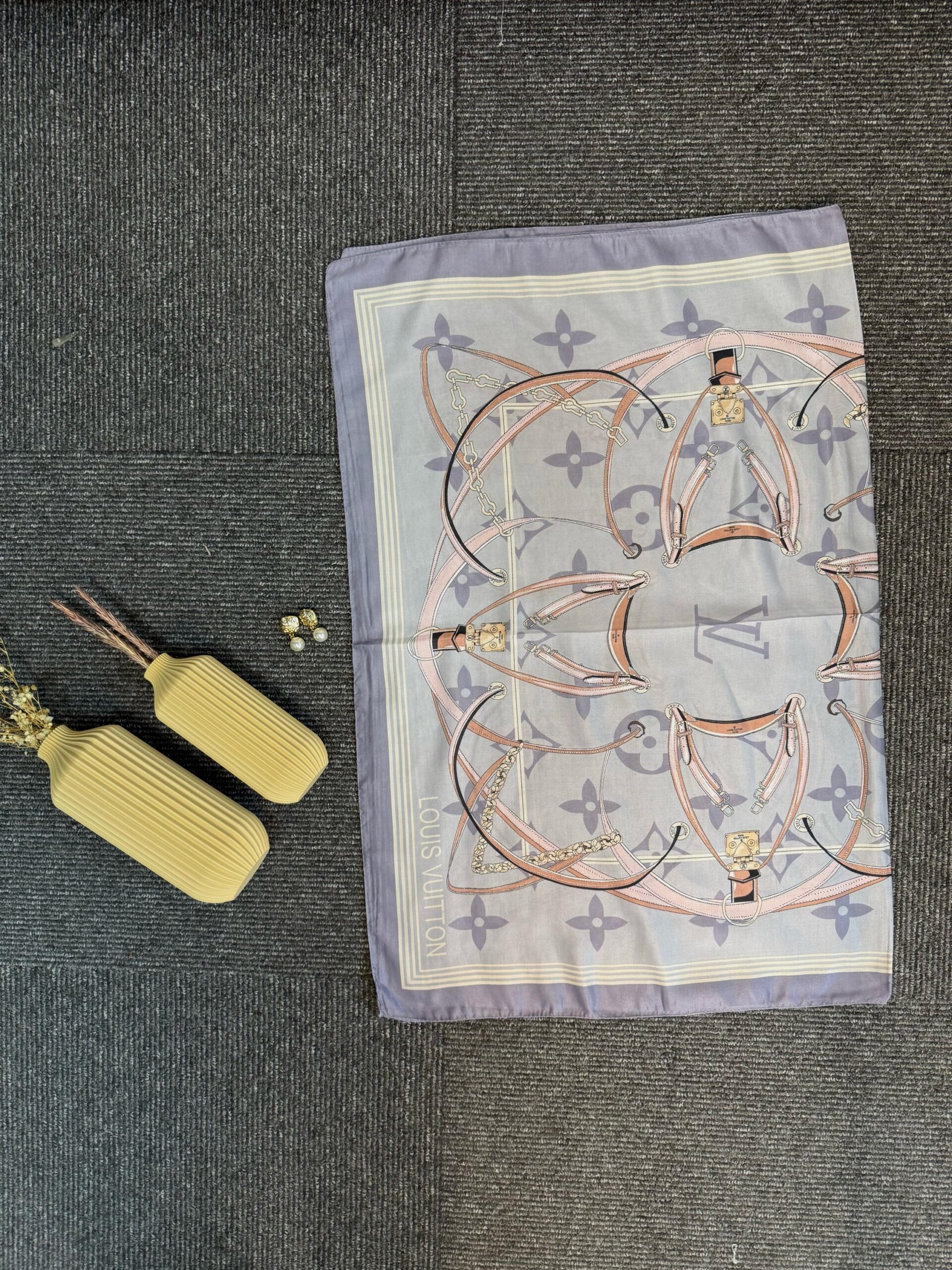 Lv Kemer Desen Pamuk Soft Şal 31230 - Açık Gri - Görsel 2