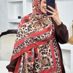 Hermes Leopar Pamuk Soft Şal 65329 - Bordo