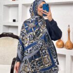 Hermes Leopar Pamuk Soft Şal 65329 - Gece Mavisi