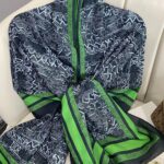 Dior Monogram Pamuk Soft Şal 86021 - LACİVERT-YEŞİL