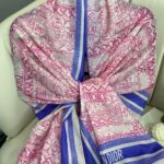 Dior Monogram Pamuk Soft Şal 86021 - BEYAZ-PEMBE