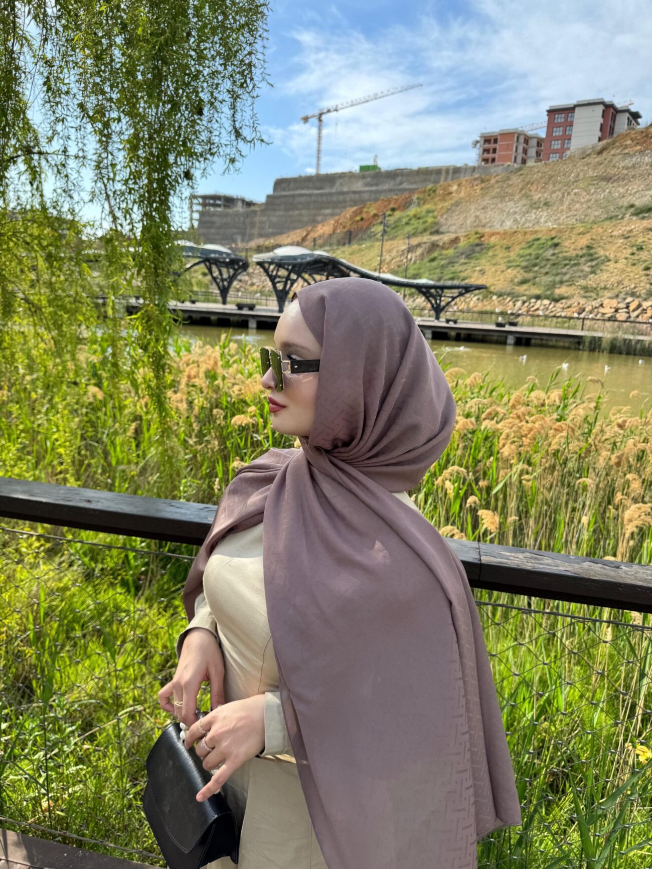 New Desen Pamuk Jakar İpek Şal - 19450 - Mocha