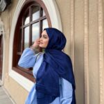 G Desen Pamuk İpeksi Jakar Şal 908204 - Koyu Lacivert