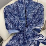 Dior Monogram Pamuk Soft Şal 86021 - MAVİ-BEYAZ