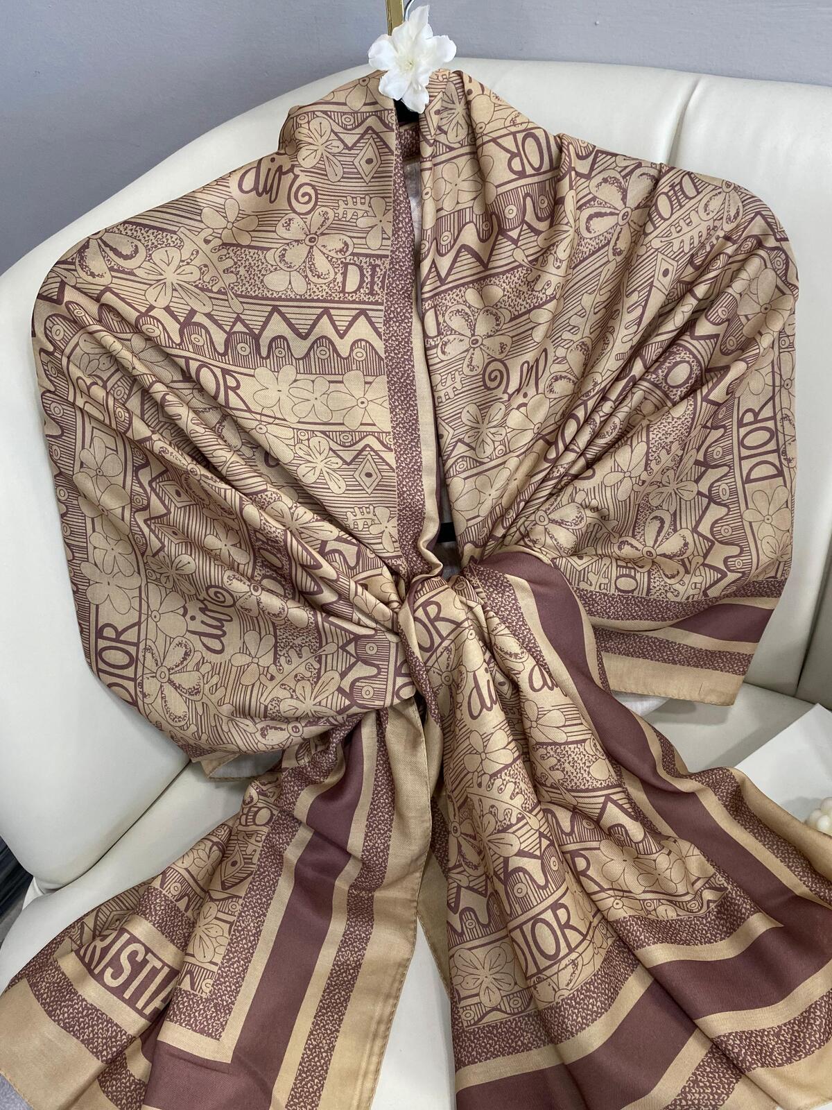 Dior Monogram Pamuk Soft Şal 86021 - Mocha