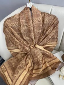 Dior Monogram Pamuk Soft Şal 86021 - KAHVE